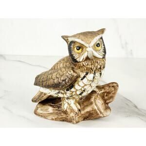 Homco Great Horned Owl Figurine 5" Home Decor #1114 Ceramic 80's Taiwan Vtg